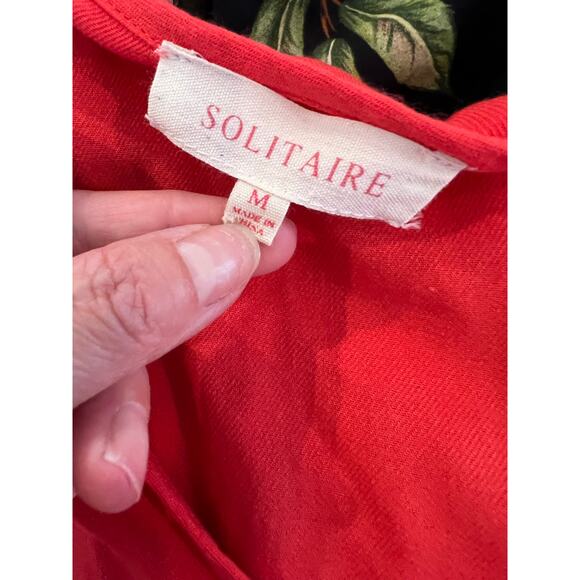 Solitaire Summer Eyelet Casual Short Sleeve Ruffle Detail Dress Deep Coral M - Picture 5 of 6